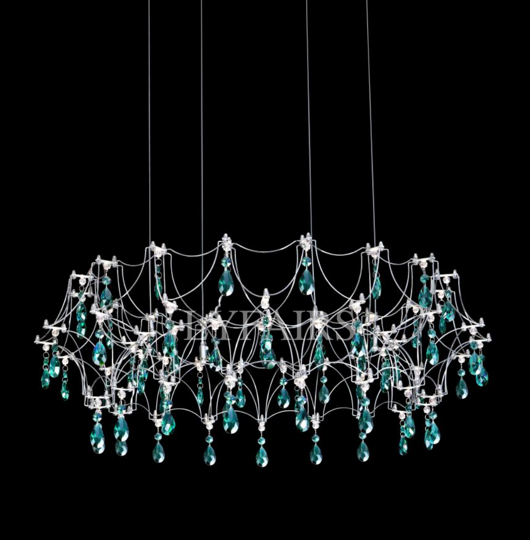 Shimmering Dreamcatcher Crystal Chandelier with Cascading Colorful Firefly-like Crystals