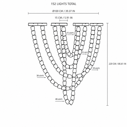 Living Room/Stairwell Chandelier – Modern Crystal Versailles Veil