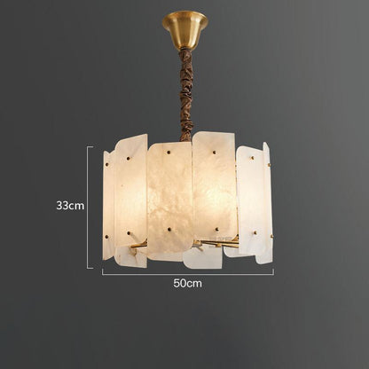 Elegant Marble Alabaster Round Chandelier with 5 or 10 Lights