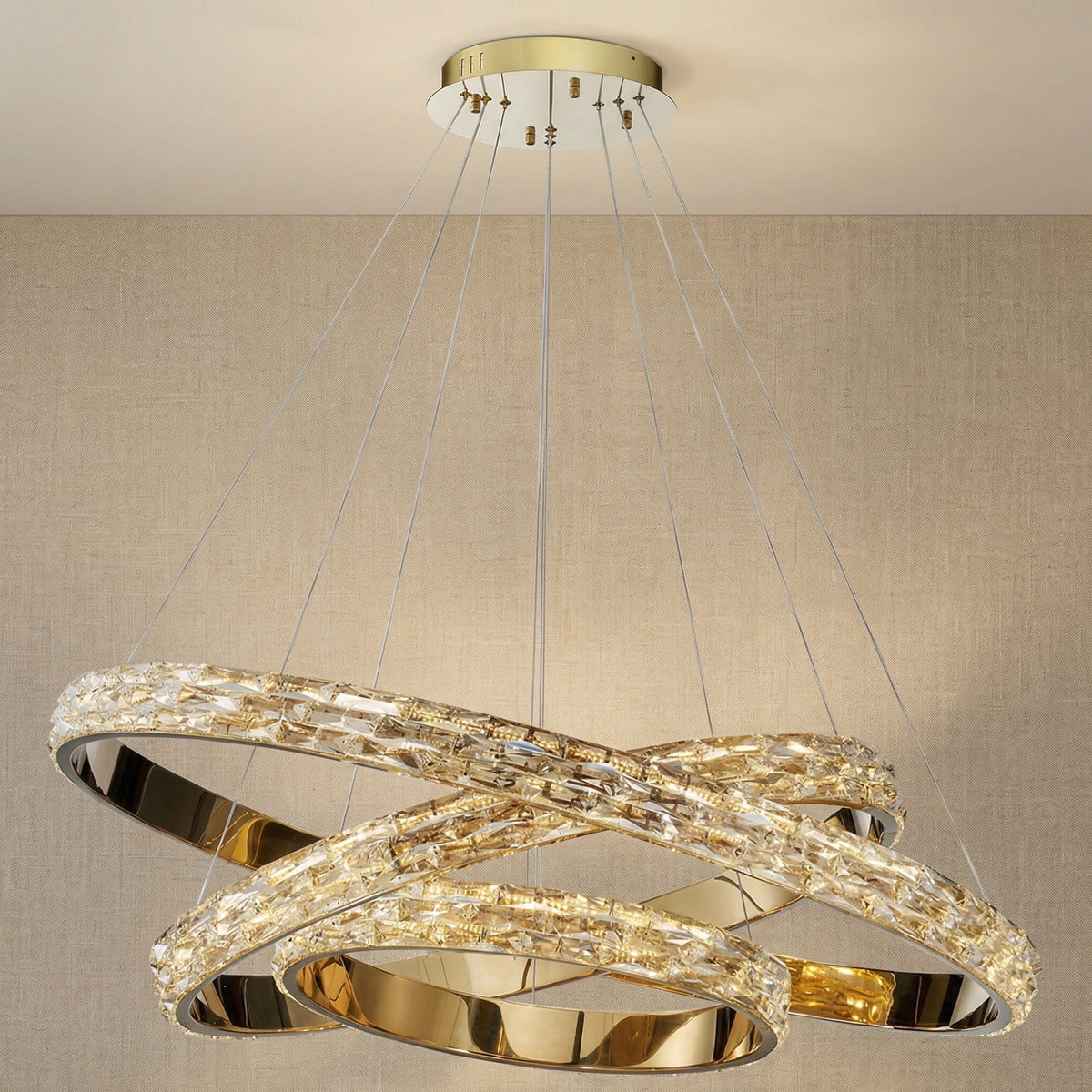 Ariis Triple Ring Crystal Chandelier