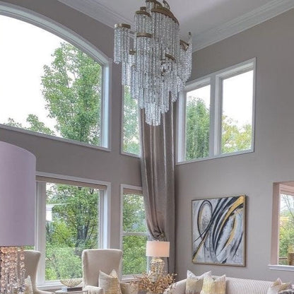 Designer Model Simple Light Luxury Creative Tiered Spiral Glass Chandelier for Living Room / Bedroom / Foyer