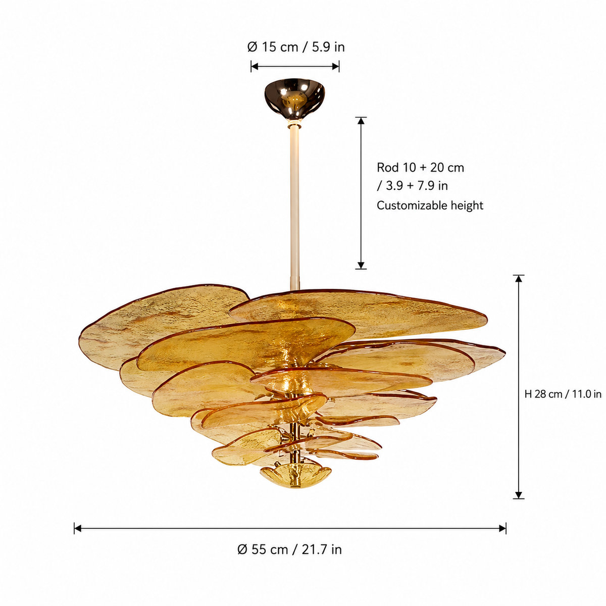 Living Room/Dining Room Chandelier – Artisan Murano Style Petal Cascade