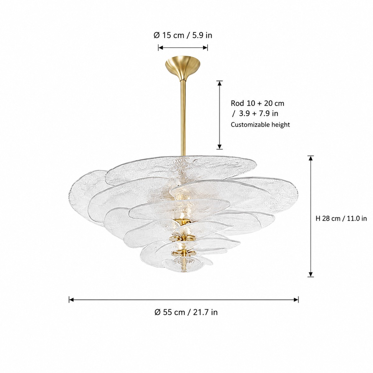 Living Room/Dining Room Chandelier – Artisan Murano Style Petal Cascade