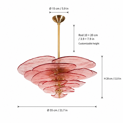 Living Room/Dining Room Chandelier – Artisan Murano Style Petal Cascade