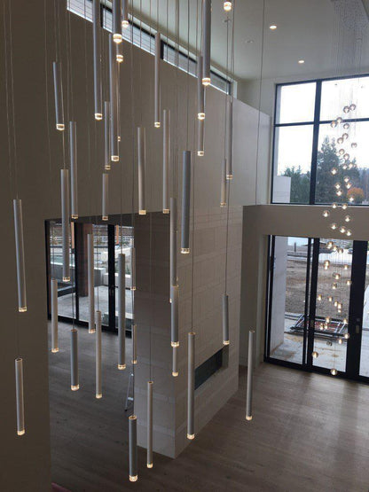 Bellini Rectangular Tri-Tone Tubular Pendant Light Chandelier - Merlin Lamps