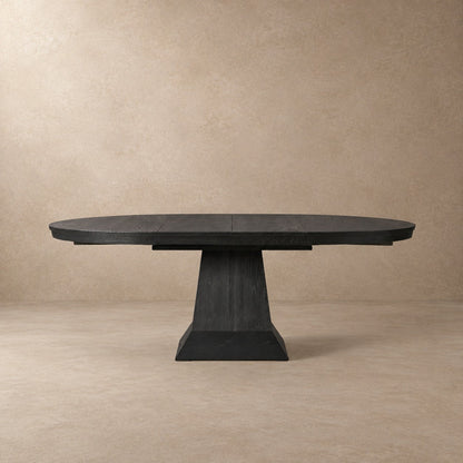 Round Oak Extension Dining Table with Leaves