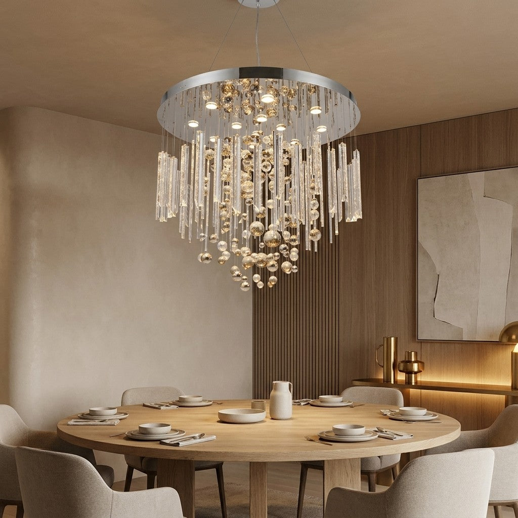 59'' Oval Chandelier for Dining Room Big Modern Glass Bubble Chandelier