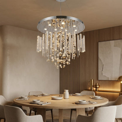 59'' Oval Chandelier for Dining Room Big Modern Glass Bubble Chandelier