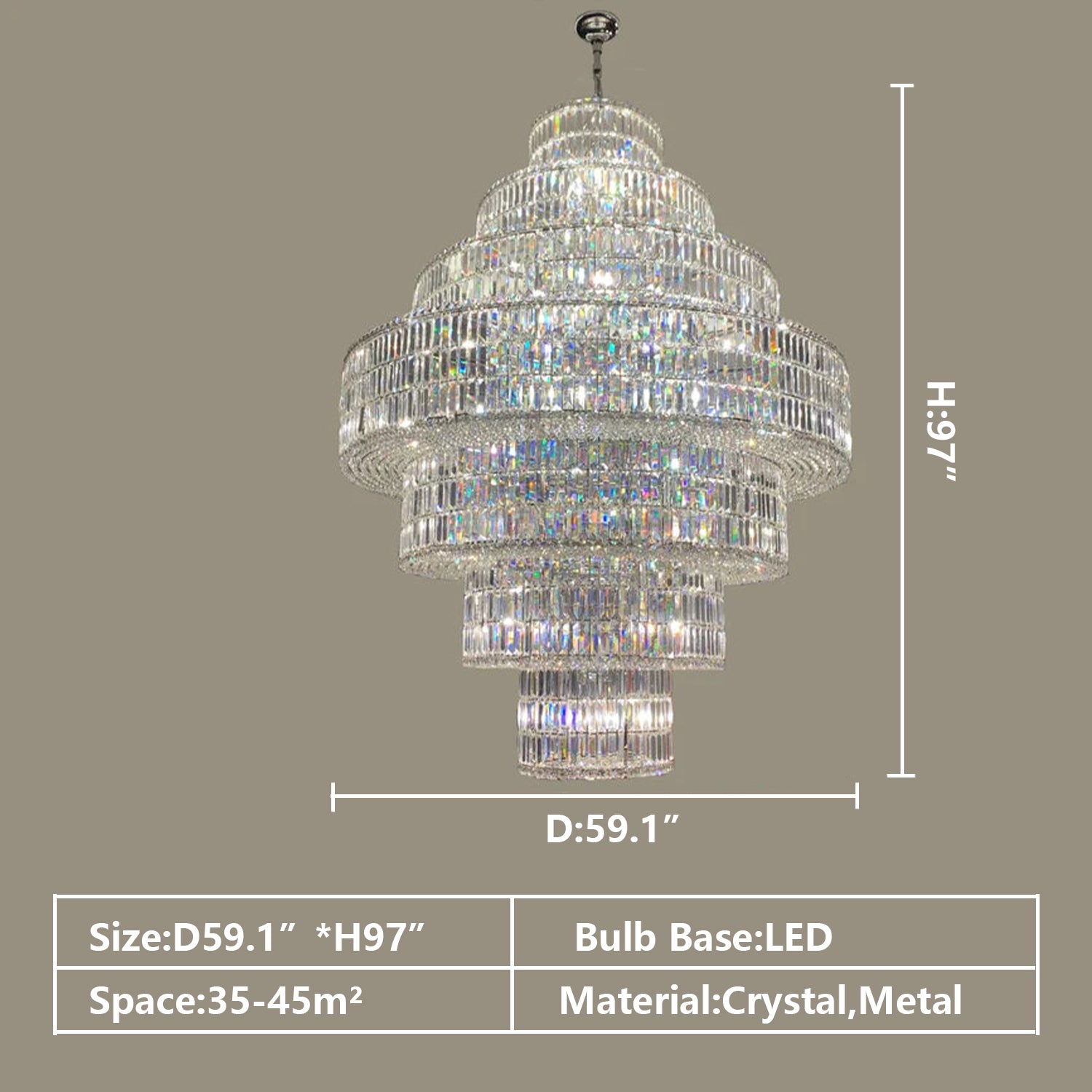 Chandelier Multi Tiered Round Big Bright Flash Light Fixture