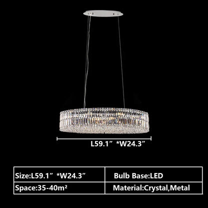 Modern Silver Ceiling Round/Rectangle Crystal Chandelier Set for Living Room/Dining Room/ Bedroom Decorative Light Fixture