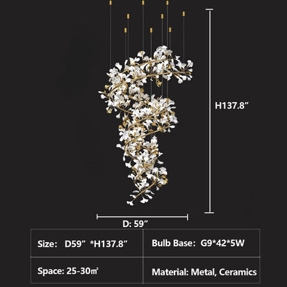 Candy Gingko Chandelier for Living Room/Staircse/Entryway/Foyer