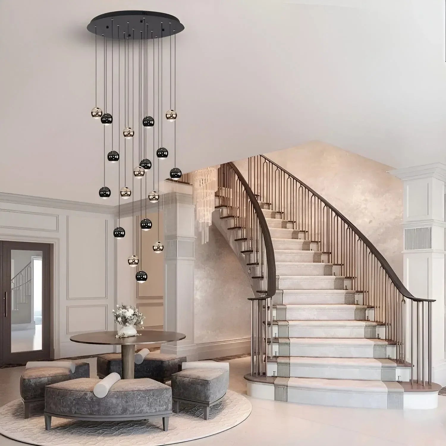 Glass Raindrop Foyer & Staircase Chandelier