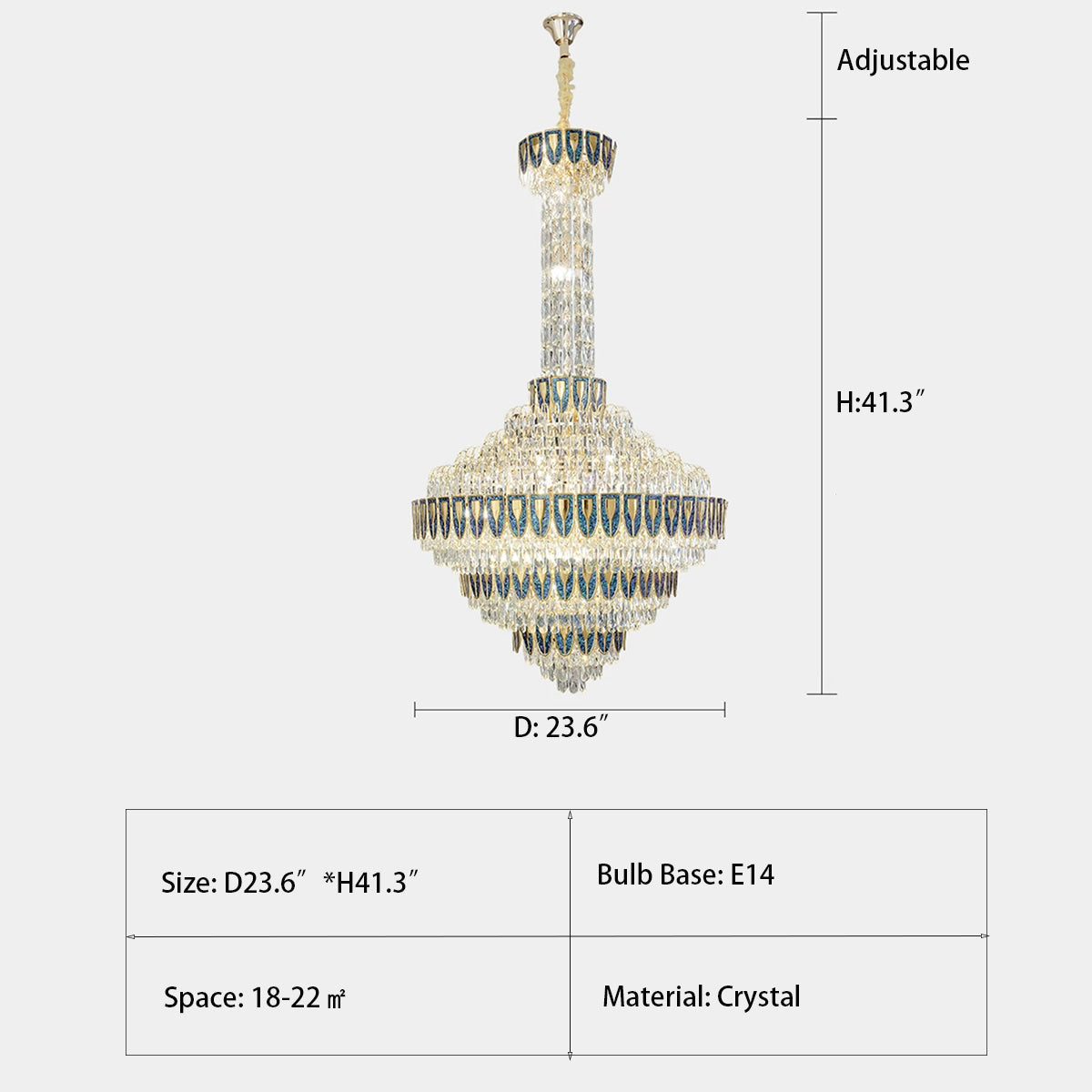 Extra Large Multi-tiered Empire Crystal Chandelier for Big Hallway/Foyer/Staircase