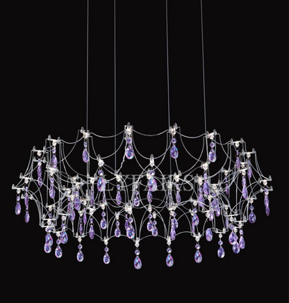 Shimmering Dreamcatcher Crystal Chandelier with Cascading Colorful Firefly-like Crystals