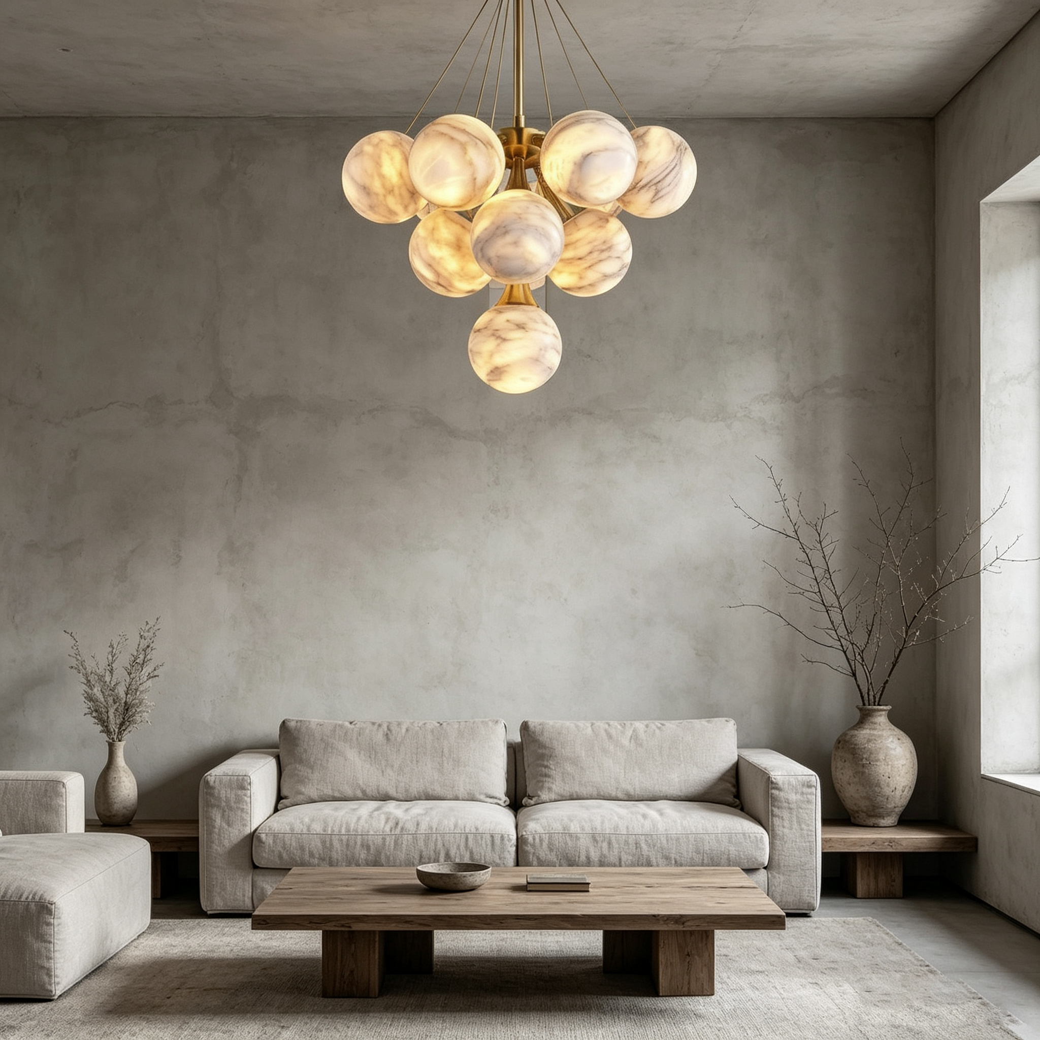 Modern Round Alabaster Chandelier