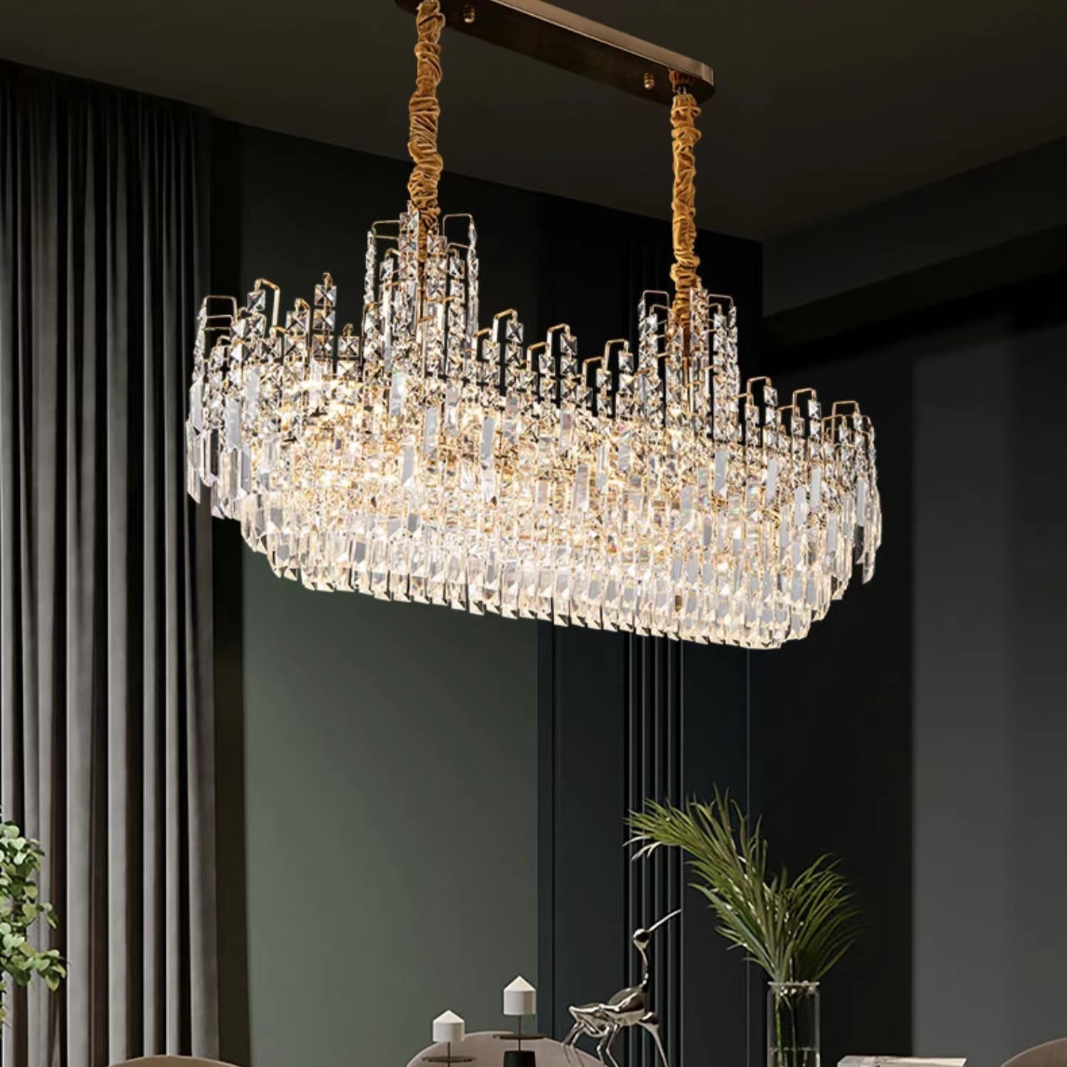 Luxury Hotel Hallway Ceiling Lighting Fixture Large Round Crystal Chandelier