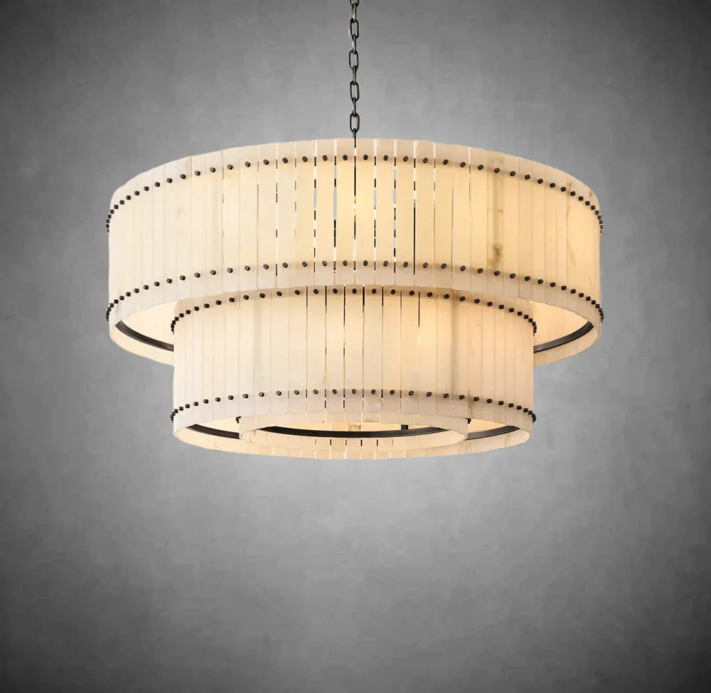 Marcus Alabaster Round Tiered Chandelier