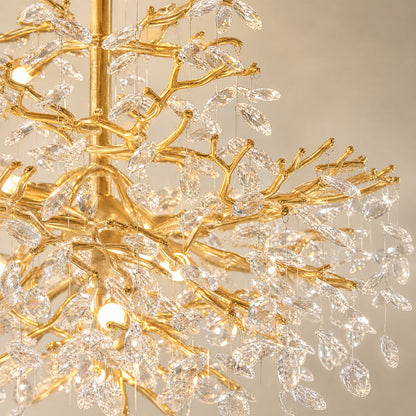 61" Gold 23-Light Tiered K9 Crystal Branch Chandelier