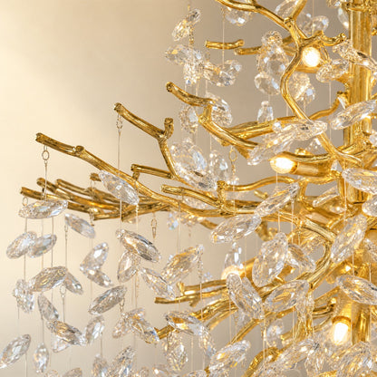 61" Gold 23-Light Tiered K9 Crystal Branch Chandelier