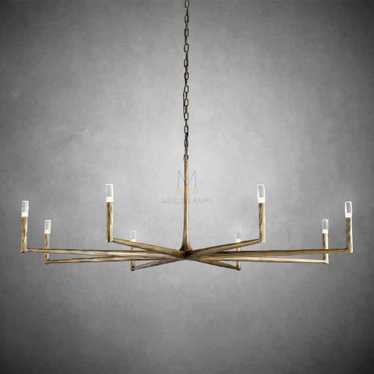 Huts Vintage Twig Stripe Texture Round Chandelier 36"/48"/60"