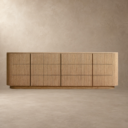 Reeded Oak Dresser with Curved Contours