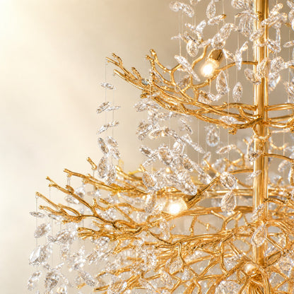 65" Gold Large 27-Light K9 Crystal Tree Branch Chandelier