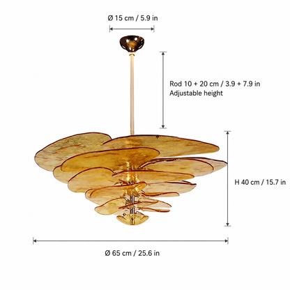 Living Room/Dining Room Chandelier – Artisan Murano Style Petal Cascade