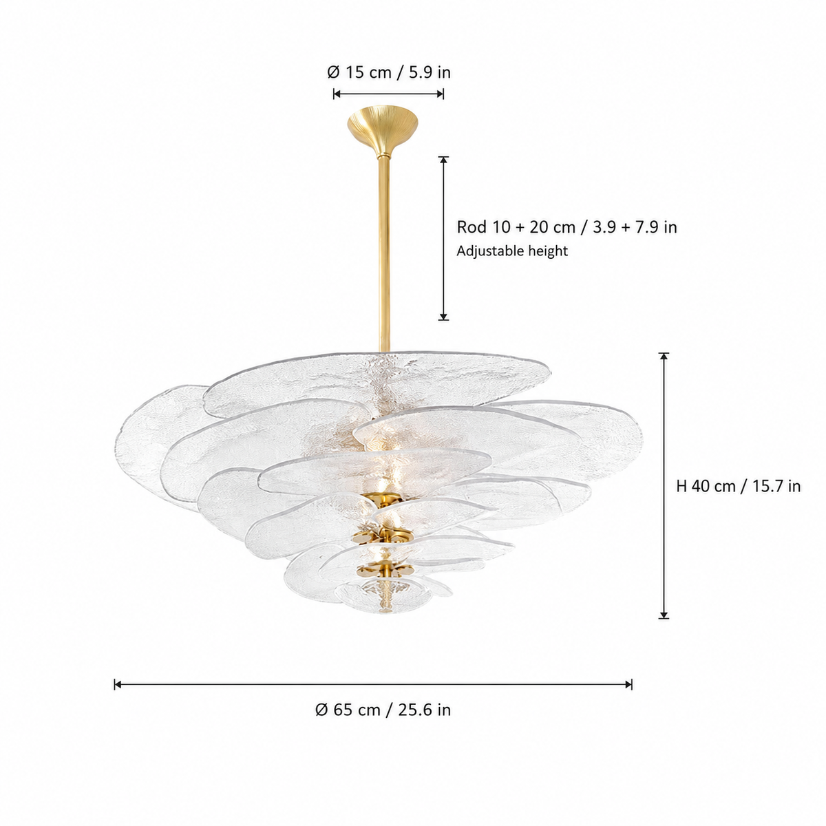 Living Room/Dining Room Chandelier – Artisan Murano Style Petal Cascade