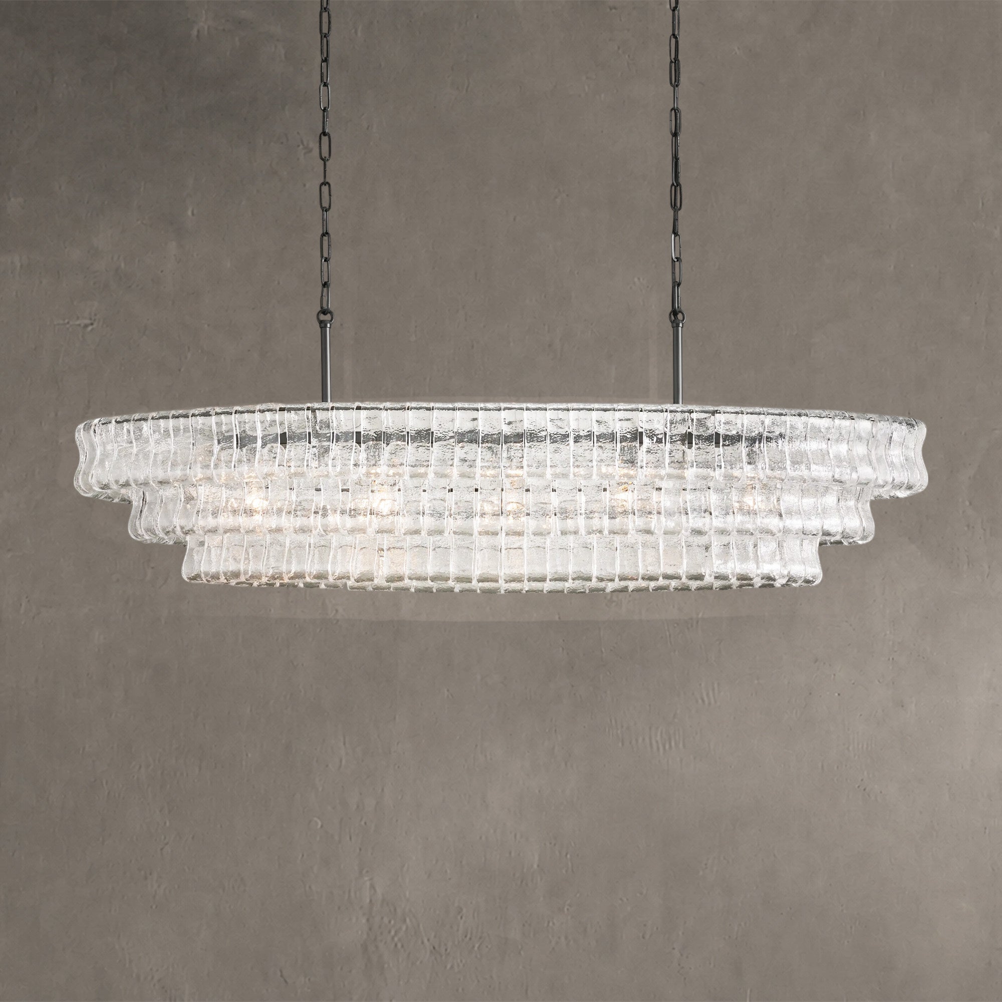 Ghiaccio Glass Oval Chandelier 54''65''