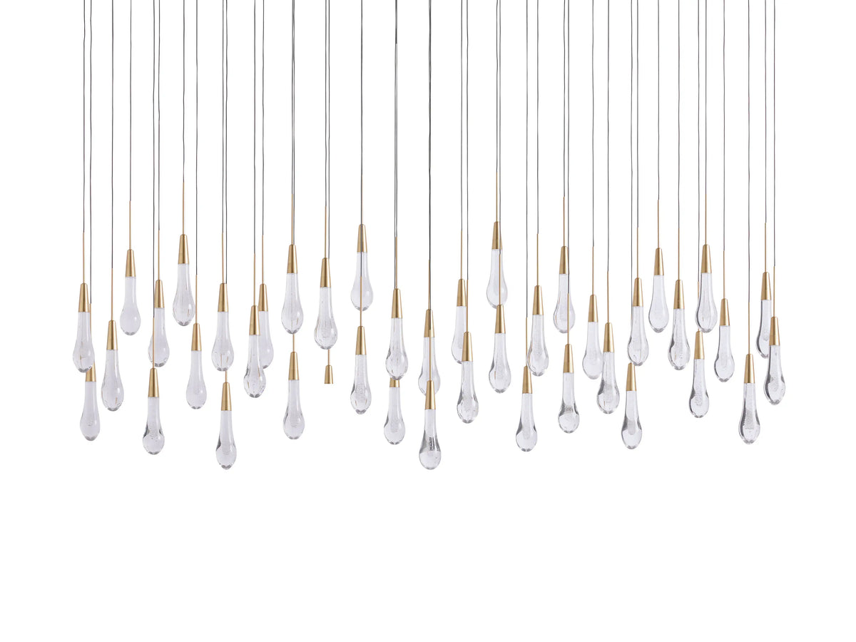 Modern Cascade Raindrop Linear Crystal Chandelier for Dining Room/Kitchen Island
