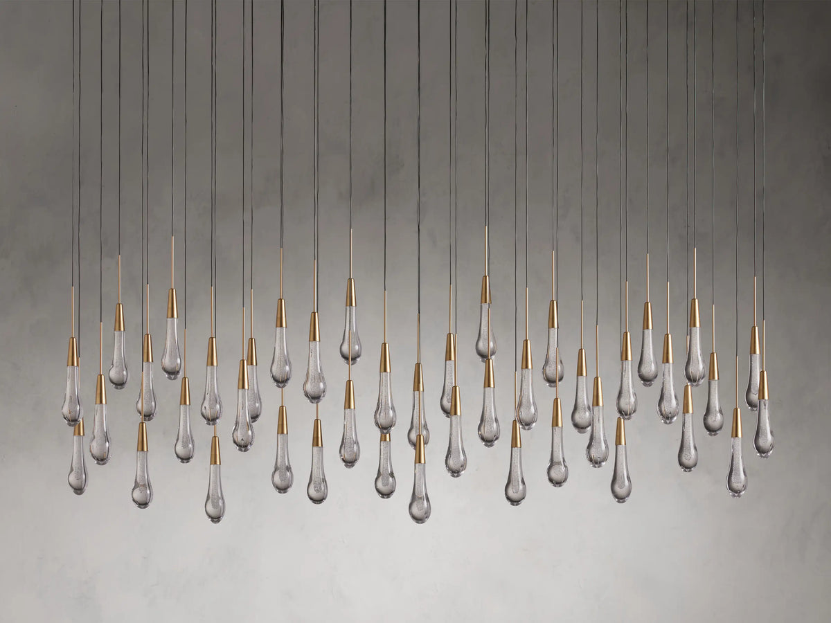 Modern Cascade Raindrop Linear Crystal Chandelier for Dining Room/Kitchen Island