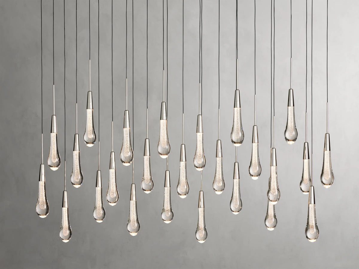 Modern Cascade Raindrop Linear Crystal Chandelier for Dining Room/Kitchen Island