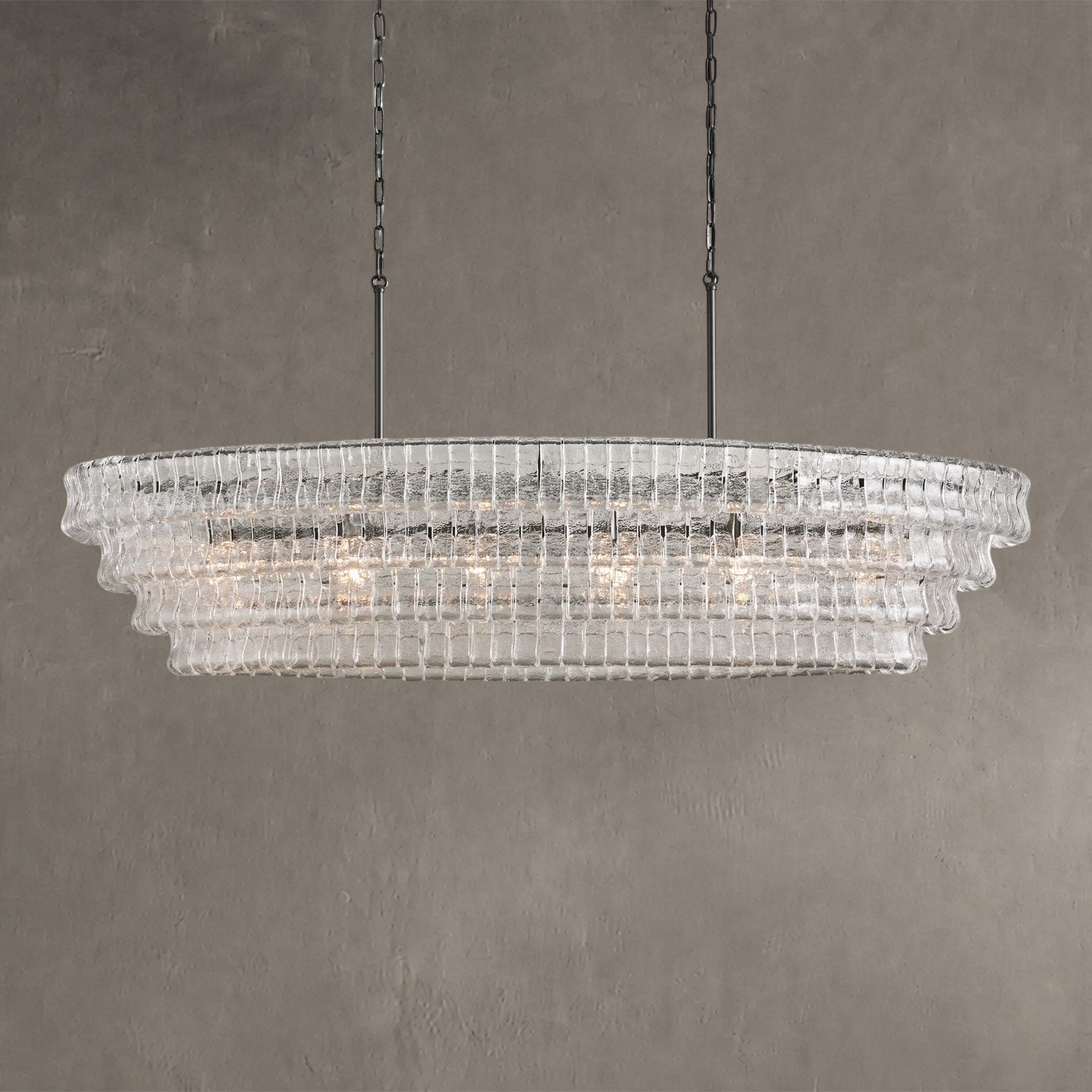 Ghiaccio Glass Oval Chandelier 54''65''