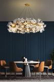 Branch Petal Crystal Brass Round Chandelier