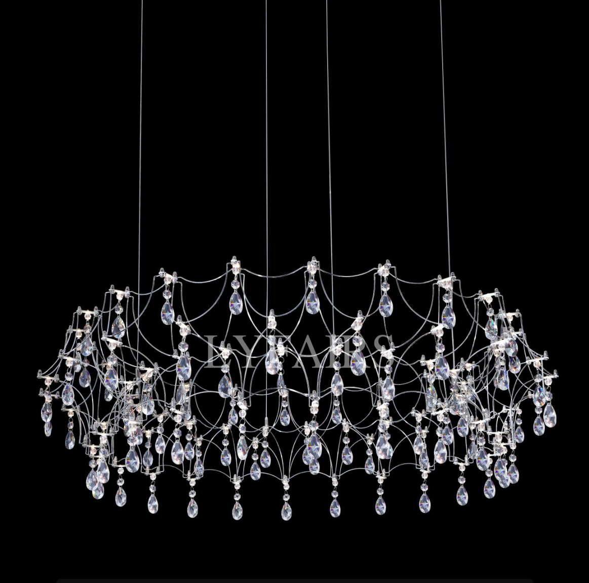 Shimmering Dreamcatcher Crystal Chandelier with Cascading Colorful Firefly-like Crystals