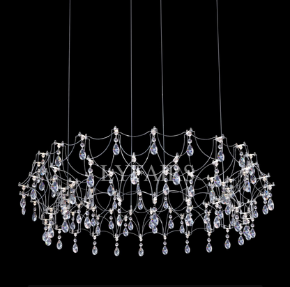 Shimmering Dreamcatcher Crystal Chandelier with Cascading Colorful Firefly-like Crystals