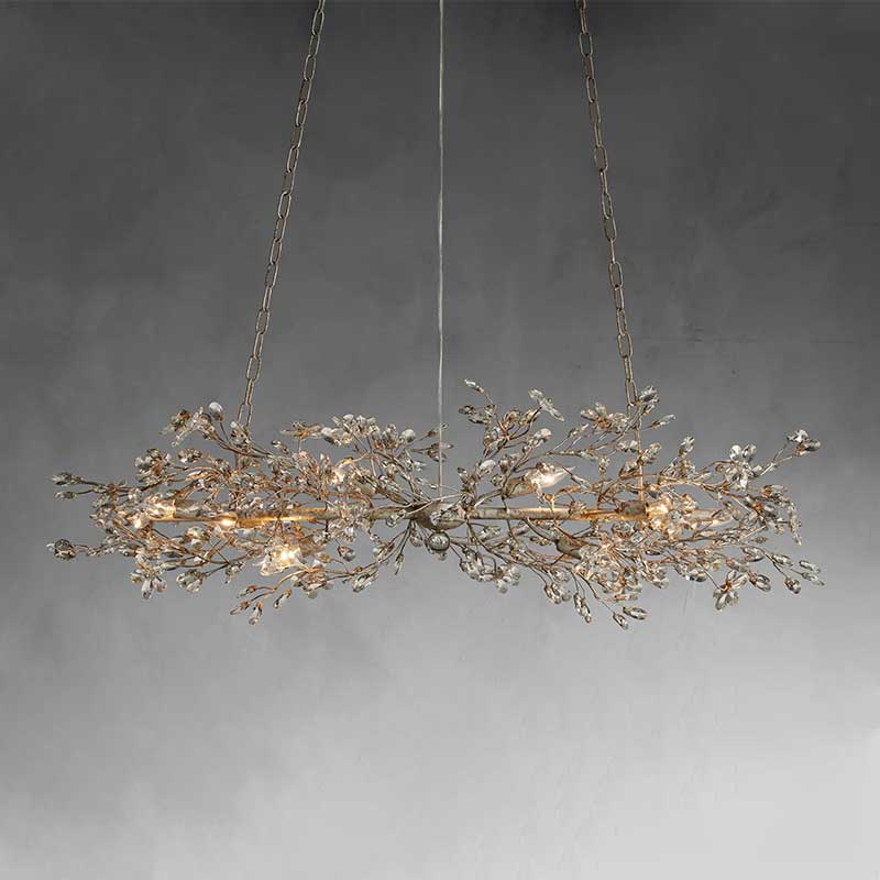 Fiore Crystal Flowers Creative Linear Chandelier 43", 51", 68"