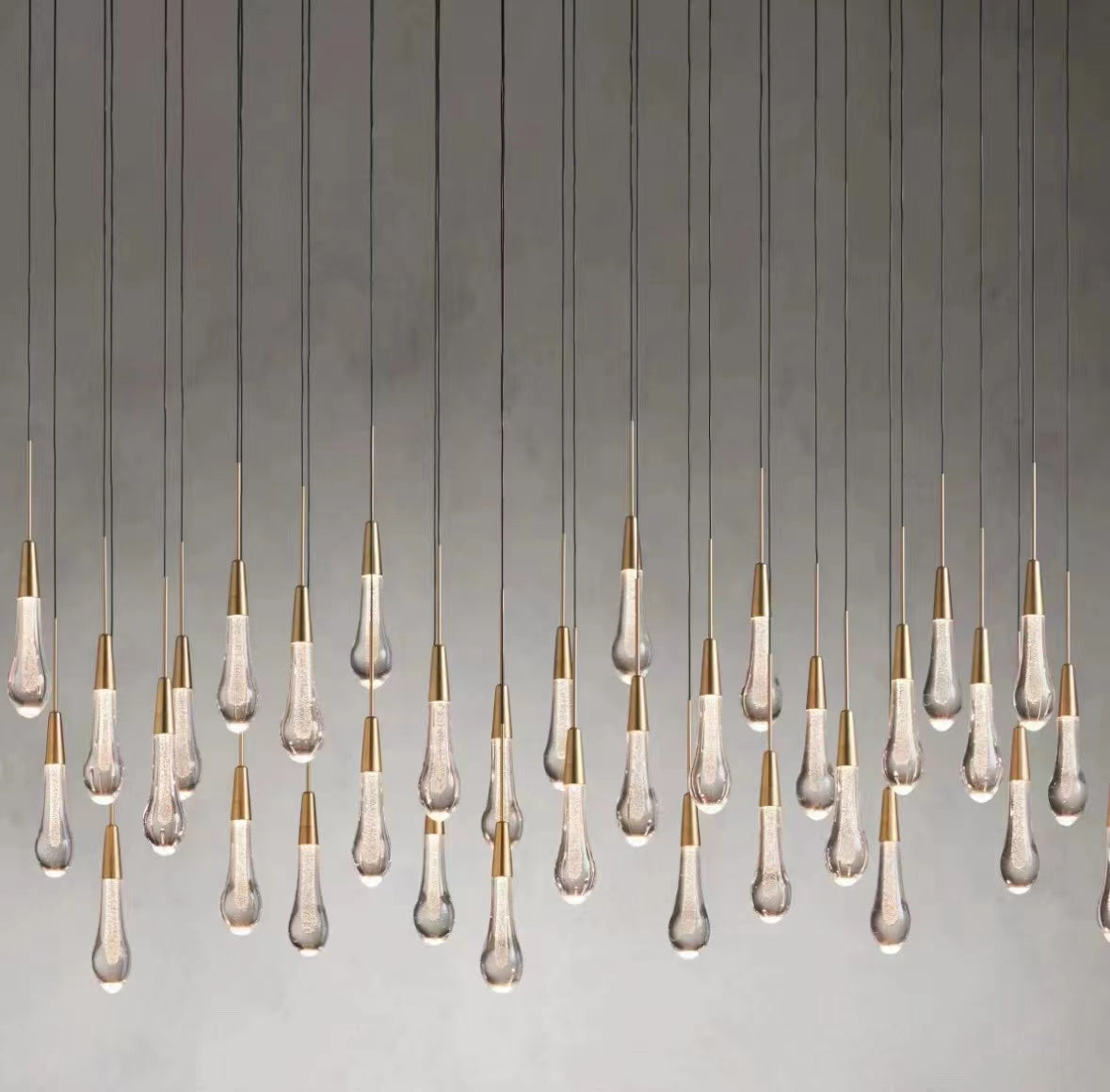 Modern Cascade Raindrop Linear Crystal Chandelier for Dining Room/Kitchen Island