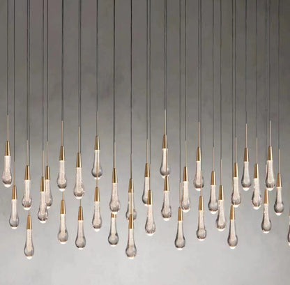 Modern Cascade Raindrop Linear Crystal Chandelier for Dining Room/Kitchen Island