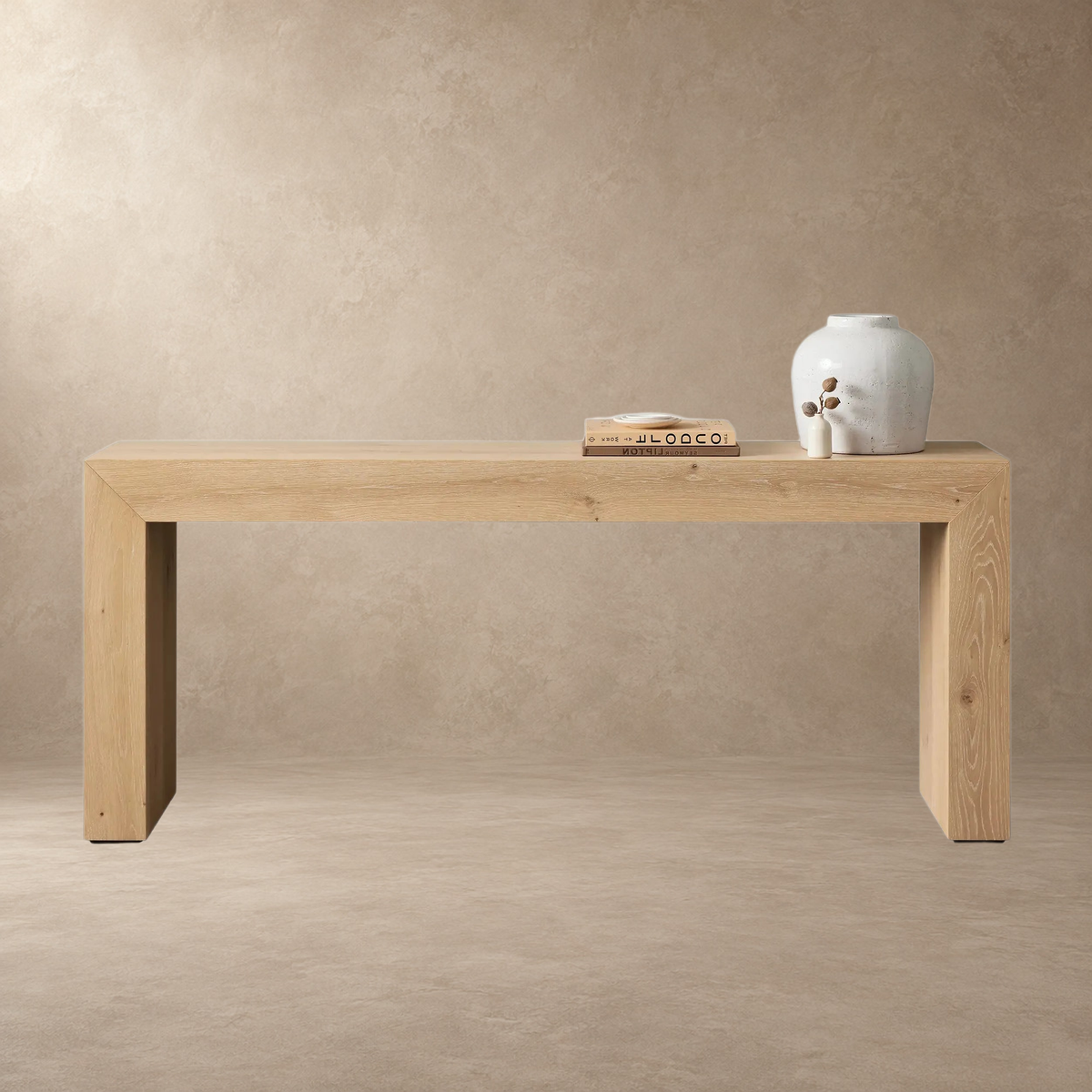 Happyarcadian Waterfall Edge Solid Oak Hallway Table