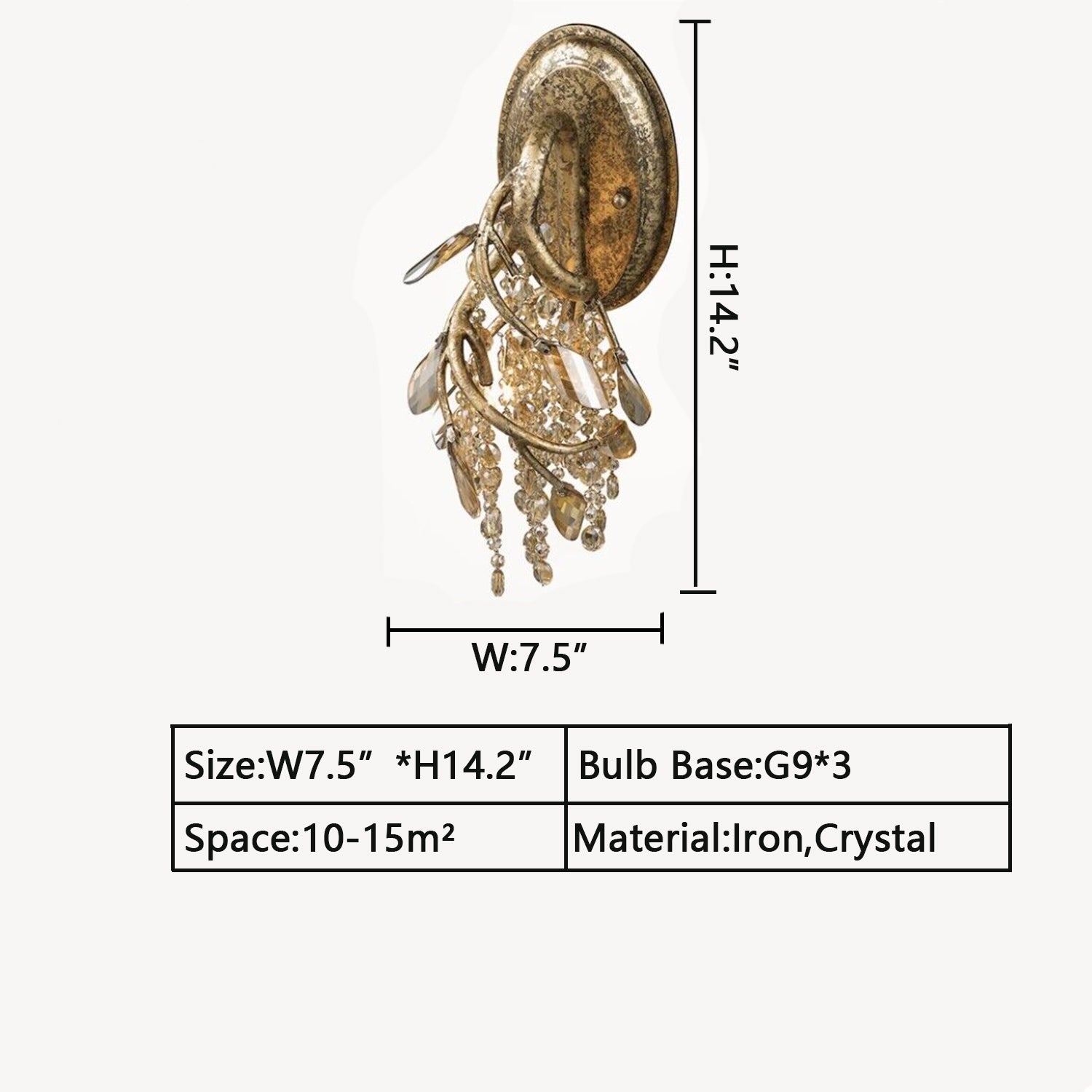 W7.5"*H14.2" chandelier,chandeliers,crystal,wall light,chrome,gold,light luxury