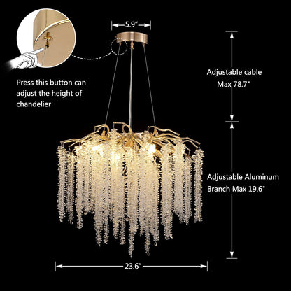 Branch Style Ceiling Light Crystal Icicle Chandelier