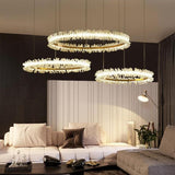 3 Size Ring Crystal Golden Round Chandelier