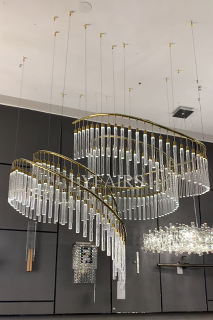 Luxury Spiral Bubble Crystal Chandelier for High Ceiling
