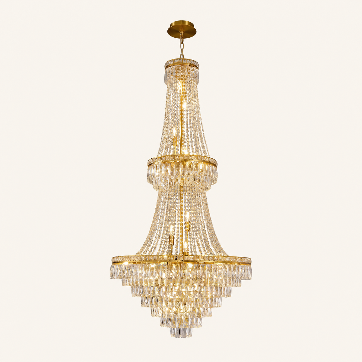 Two-Tier Square Diamond Round Pendant 780 - Gold
