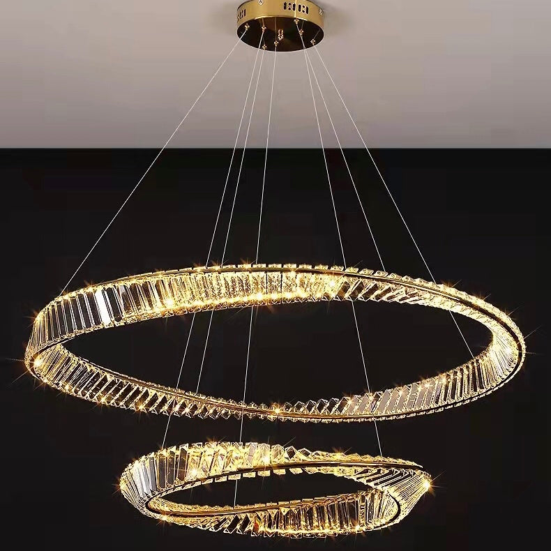 1/2/3-Ring Crystal Chandelier for Luxury Living/ Dining Room/Bedroom