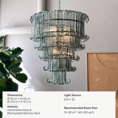 Living Room Tiered Chandelier | Murano-Style Glass | Celestine