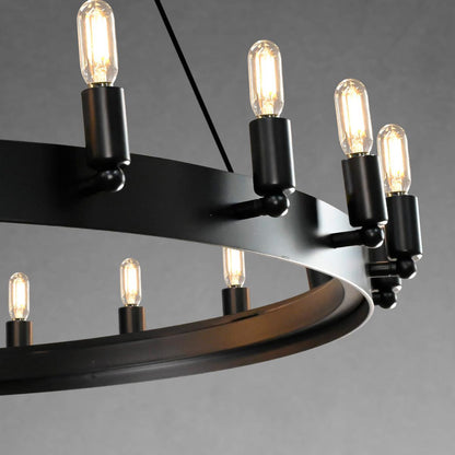 Celestine Vintage Filament 2-Tier Round Chandelier 63''