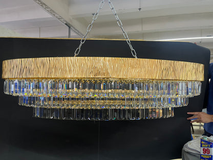 Modern Gold Round/Oval Light Luxury Ceiling Crystal Chandelier Set for Living Room/Dining Room