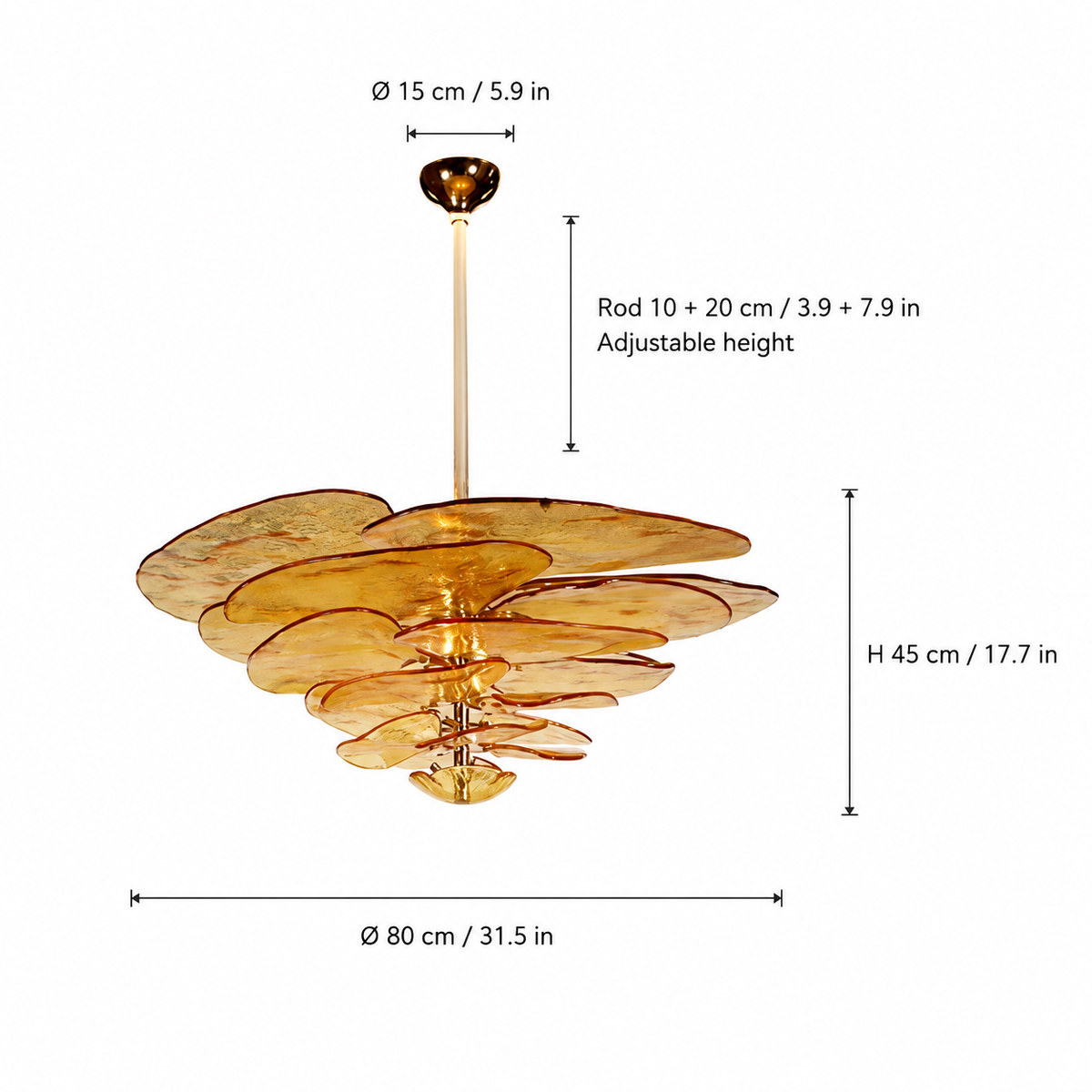 Living Room/Dining Room Chandelier – Artisan Murano Style Petal Cascade